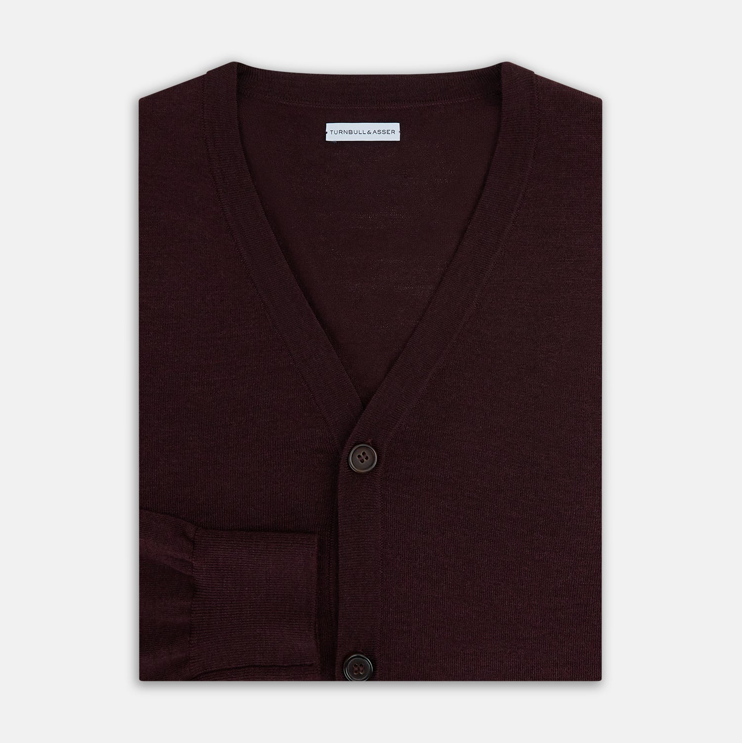 View 4 of product Burgundy Fine Merino V-Neck Cardigan
