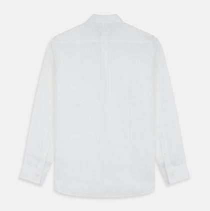 White Weekend Fit Linen Finch Shirt With Derby Collar And Chest Pocket Image 2