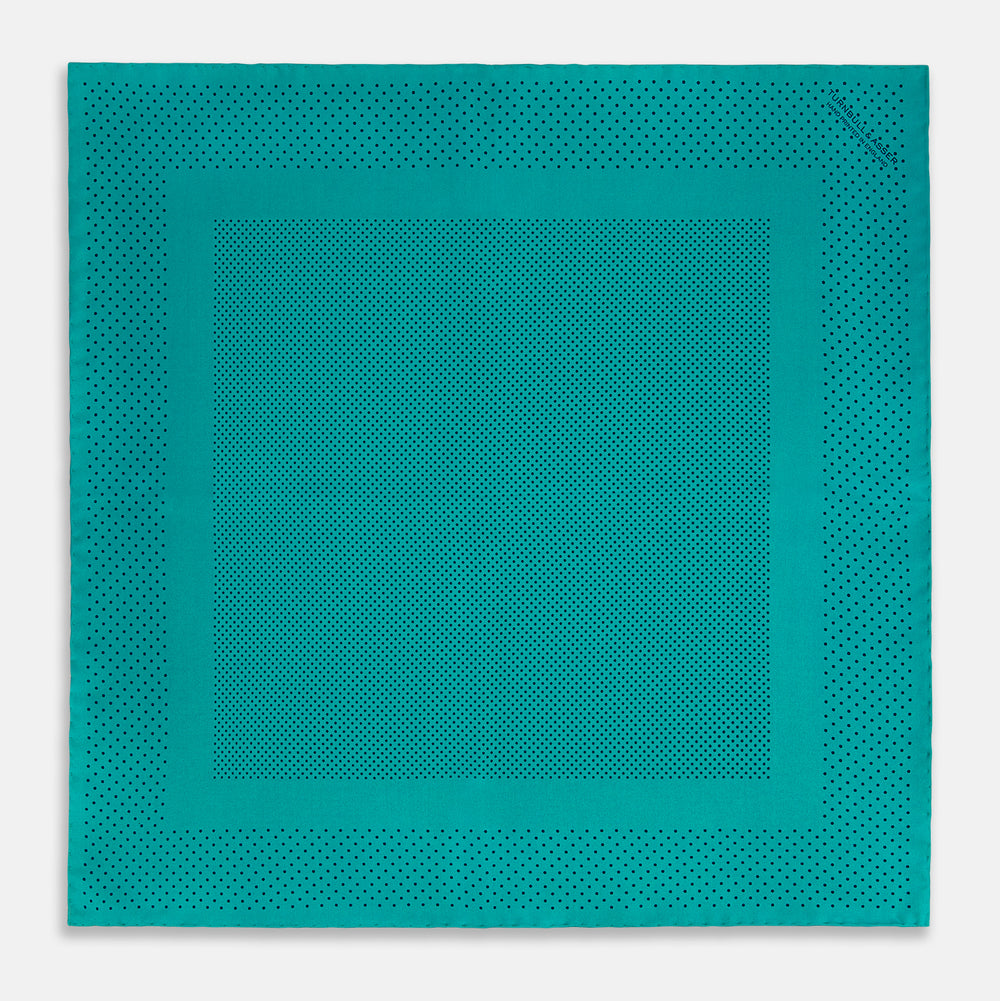 Petrol Green Dot Silk Pocket Square