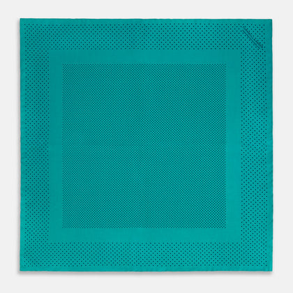 Petrol Green Dot Silk Pocket Square Image 3
