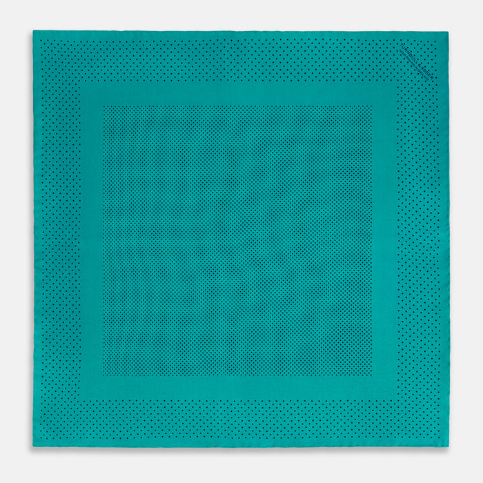 Petrol Green Dot Silk Pocket Square Image 3