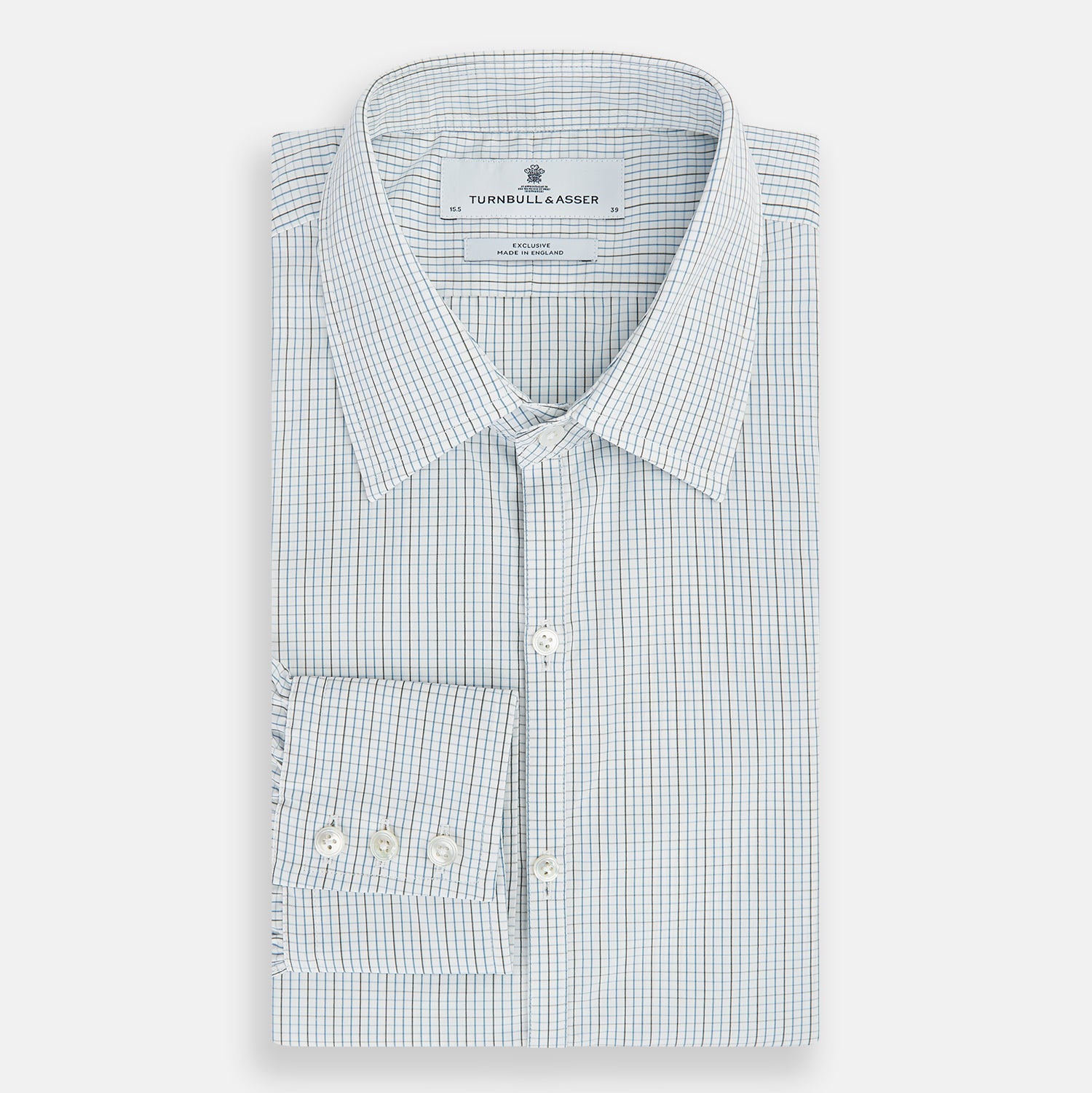 View 5 of product Pale Blue and Navy Grid Check Westminster Shirt