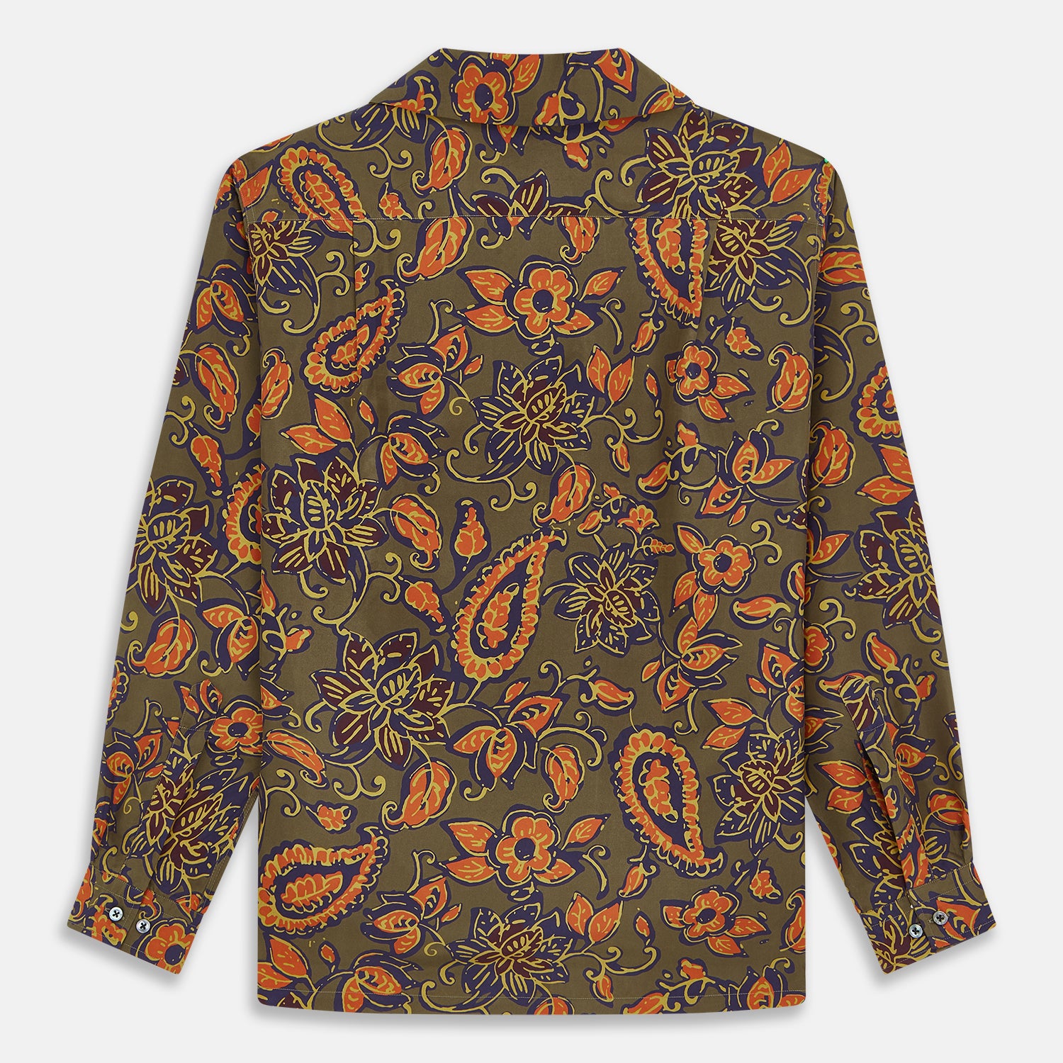 View 5 of product Khaki Green Floral Silk Holiday Fit Winnington Shirt