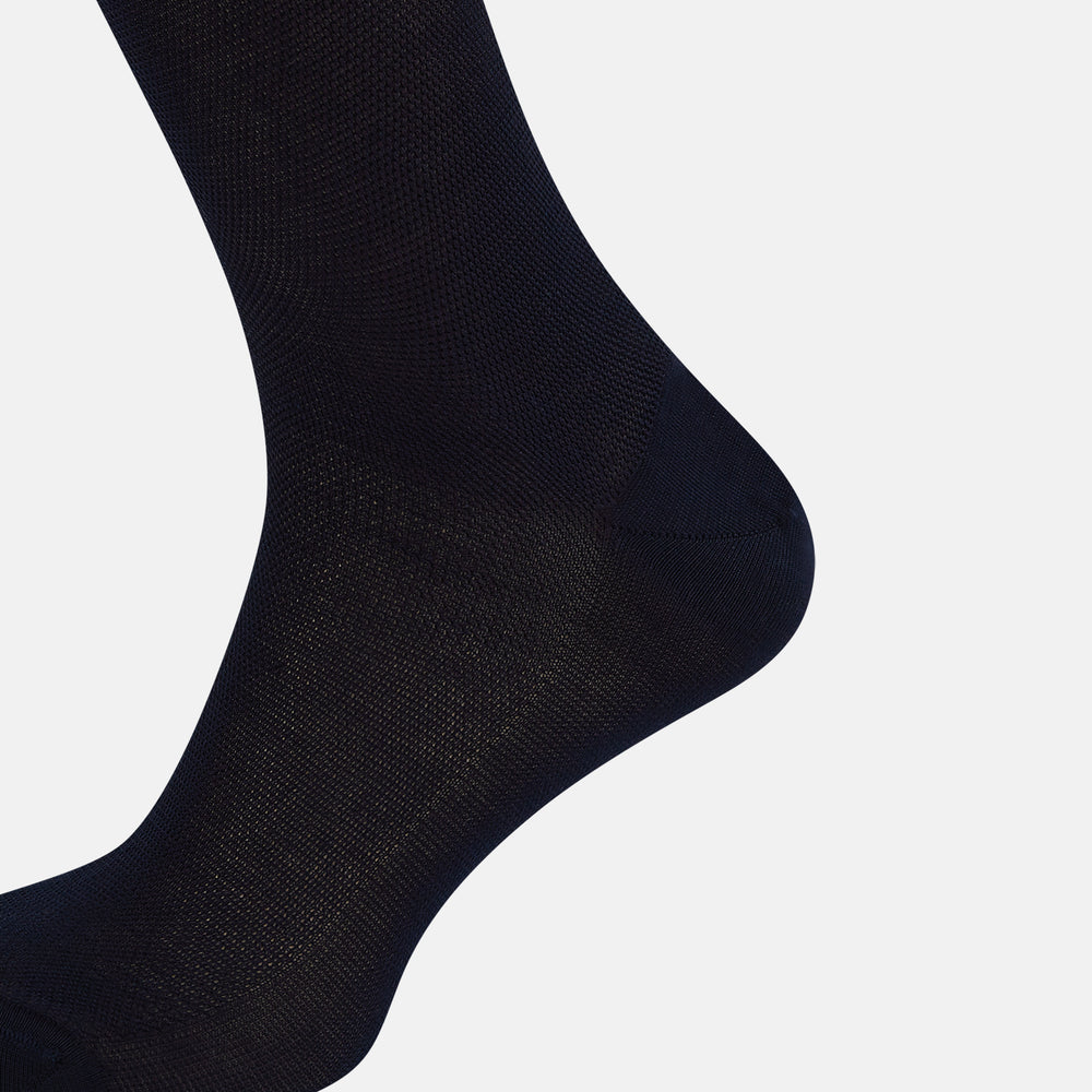 Navy Micro Knit Long Socks