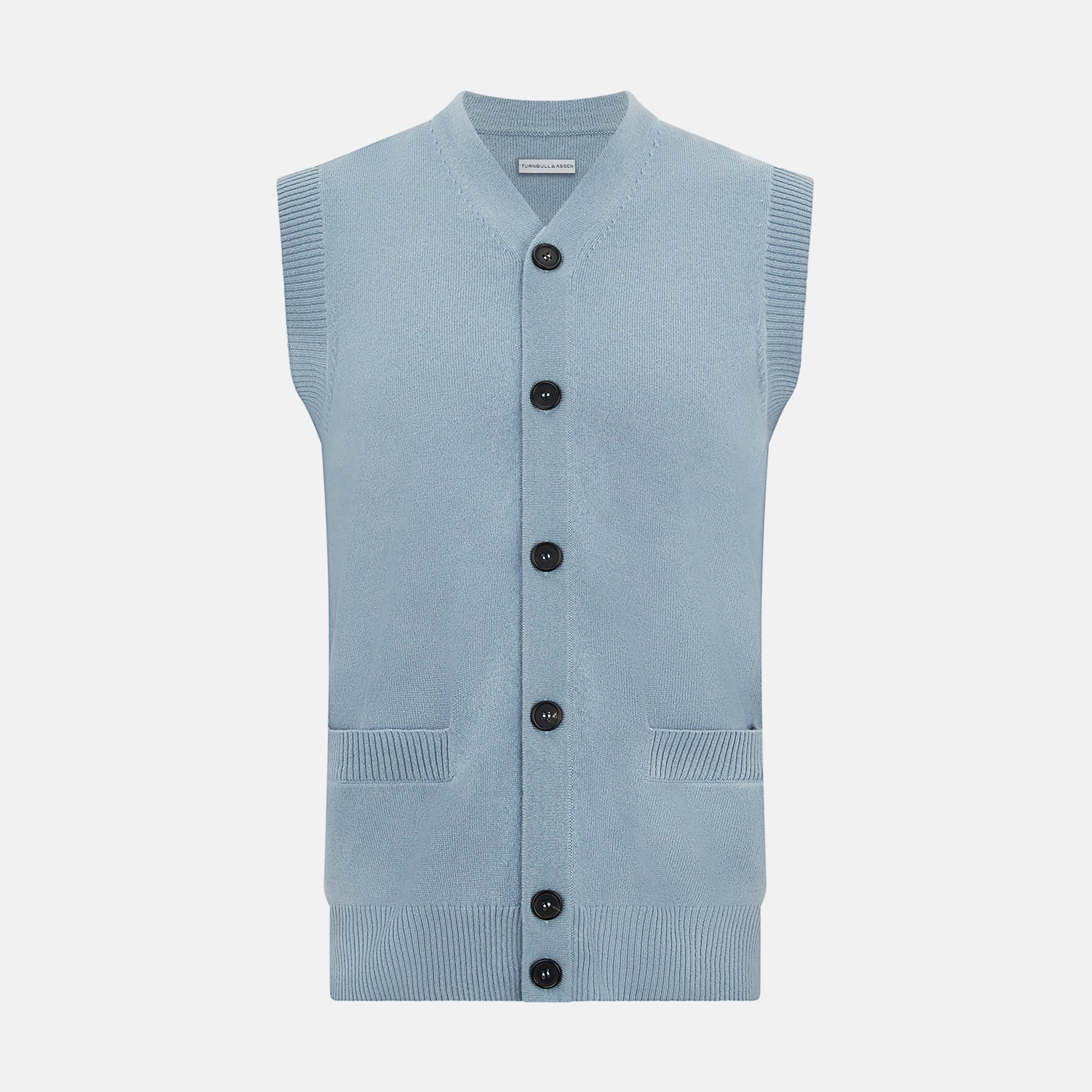 View 1 of product Frost Blue Cashmere Sleeveless Cardigan