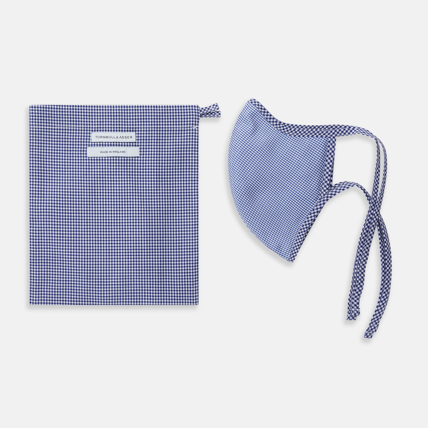 View 2 of product White & Navy Multi Check Commuter Mask With 3 Viroformula™ Filters