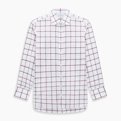 Burgundy Grid Check Mayfair Shirt Image 6