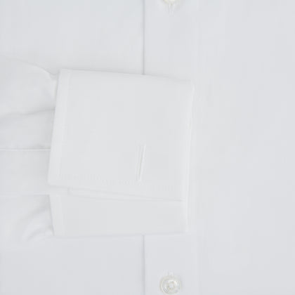 Tailored Fit Plain White Cotton Shirt with Kent Collar and Double Cuffs Image 2