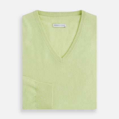 Pistachio Cashmere V-neck Jumper Image 3