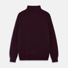 View 6 of product Burgundy Mullion Half Zip Rib Cashmere Jumper