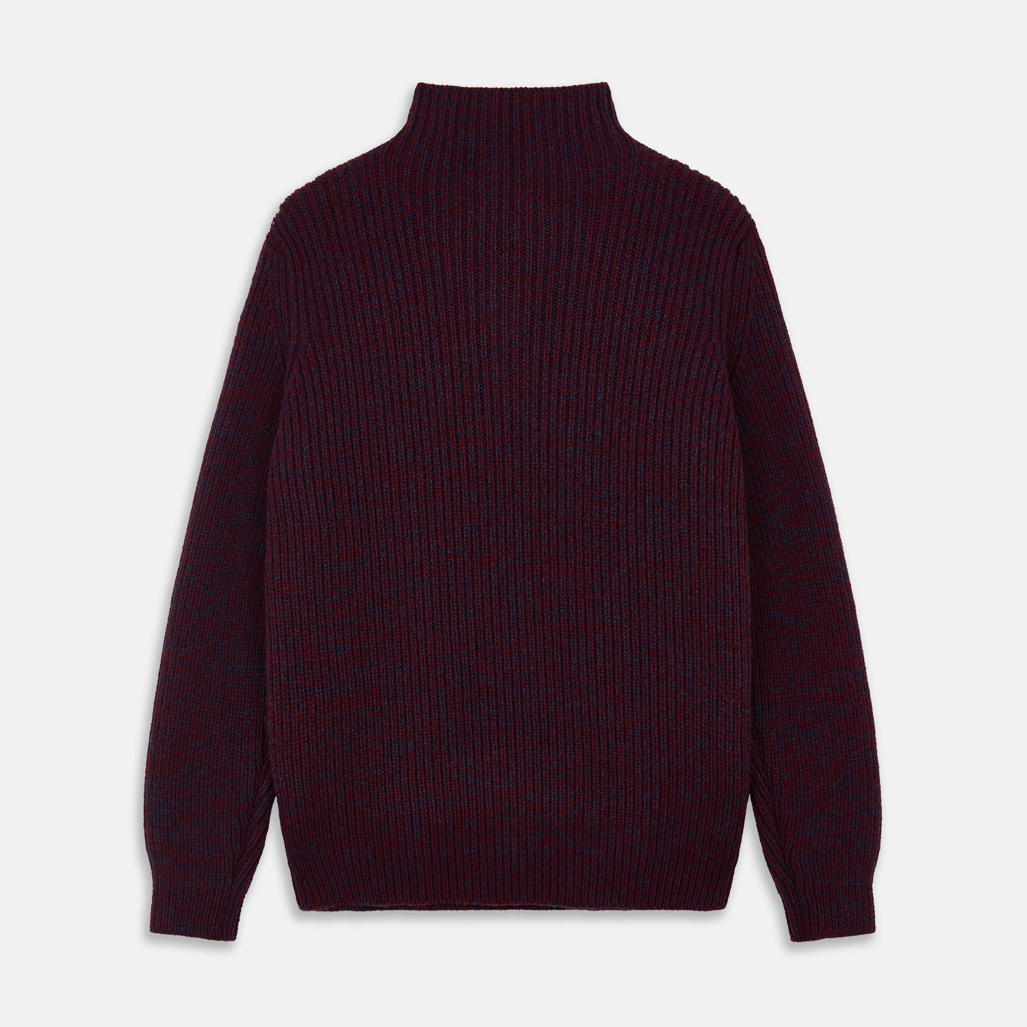 View 6 of product Burgundy Mullion Half Zip Rib Cashmere Jumper