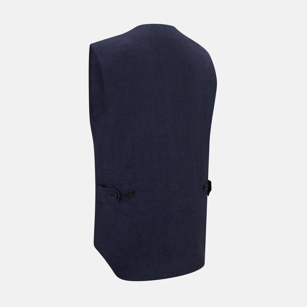 Navy Linen Twill Waistcoat
