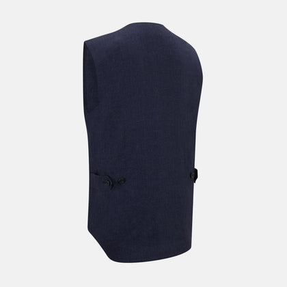 Navy Linen Twill Waistcoat Image 3