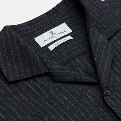 Navy Tailored Pinstriped Shirt Jacket Image 5