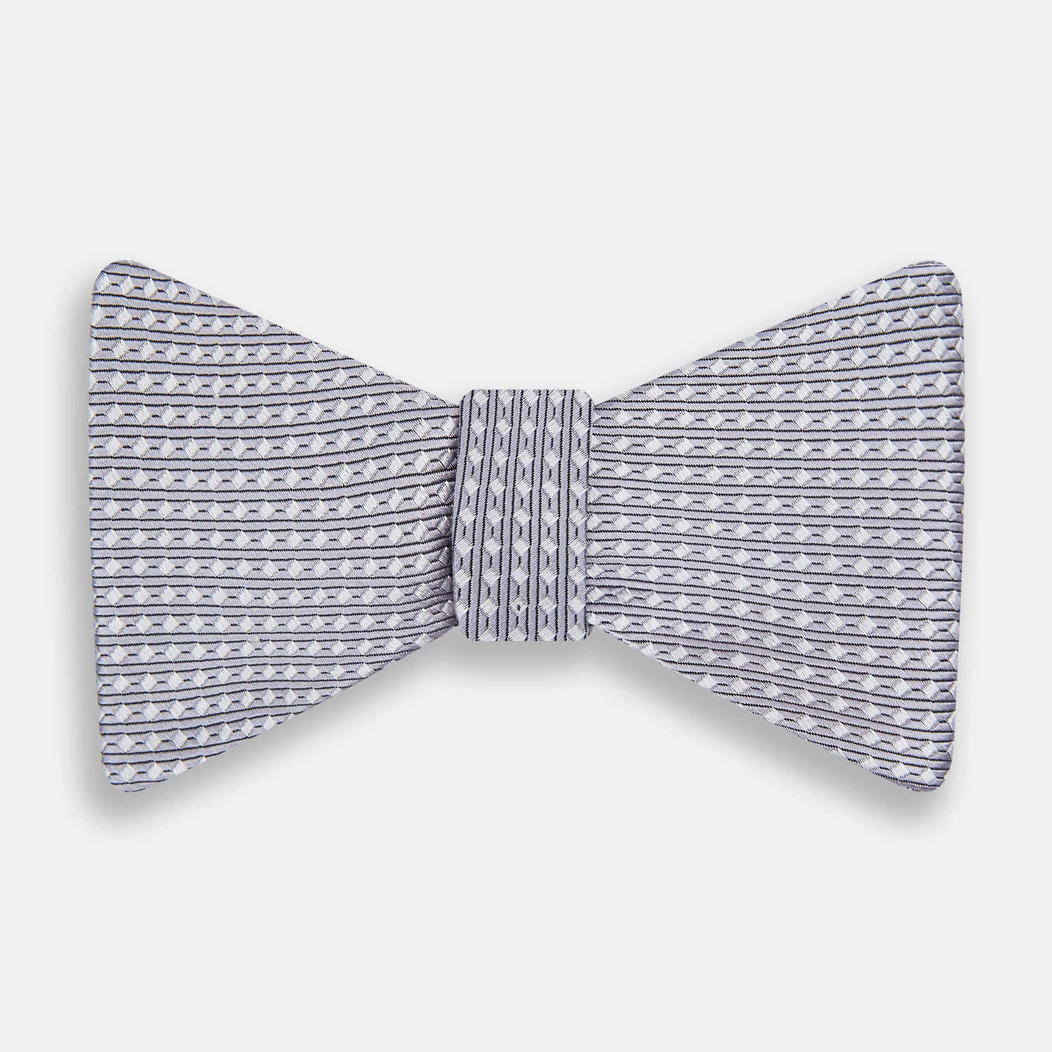 View 1 of product Silver and White Square Silk Bow Tie