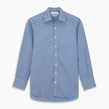 Navy Multi Check Cotton Regular Fit Mayfair Shirt Image 6