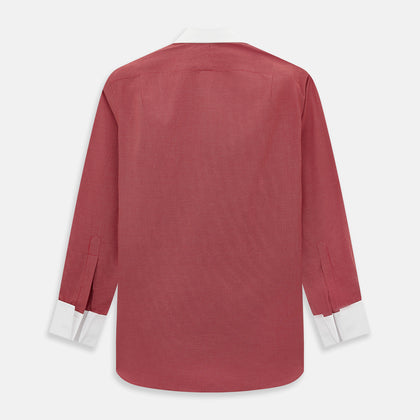 Dark Red Pin Check  Shirt with Contrast T&A Collar and Cuffs Image 2