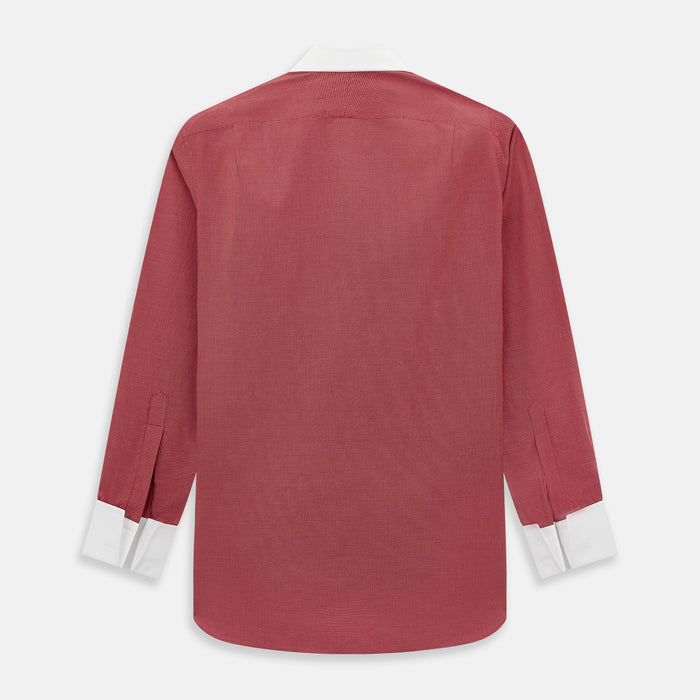 Dark Red Pin Check  Shirt with Contrast T&A Collar and Cuffs Image 2
