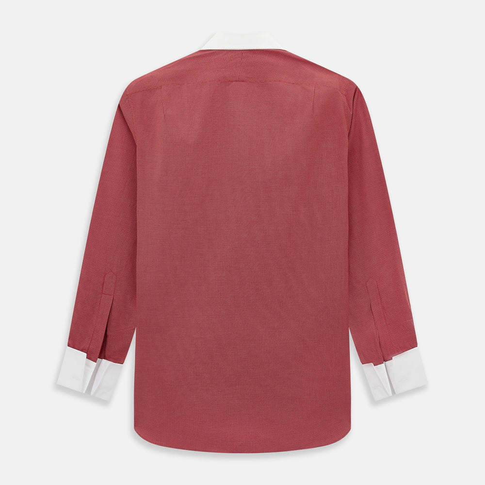 Dark Red Pin Check  Shirt with Contrast T&A Collar and Cuffs