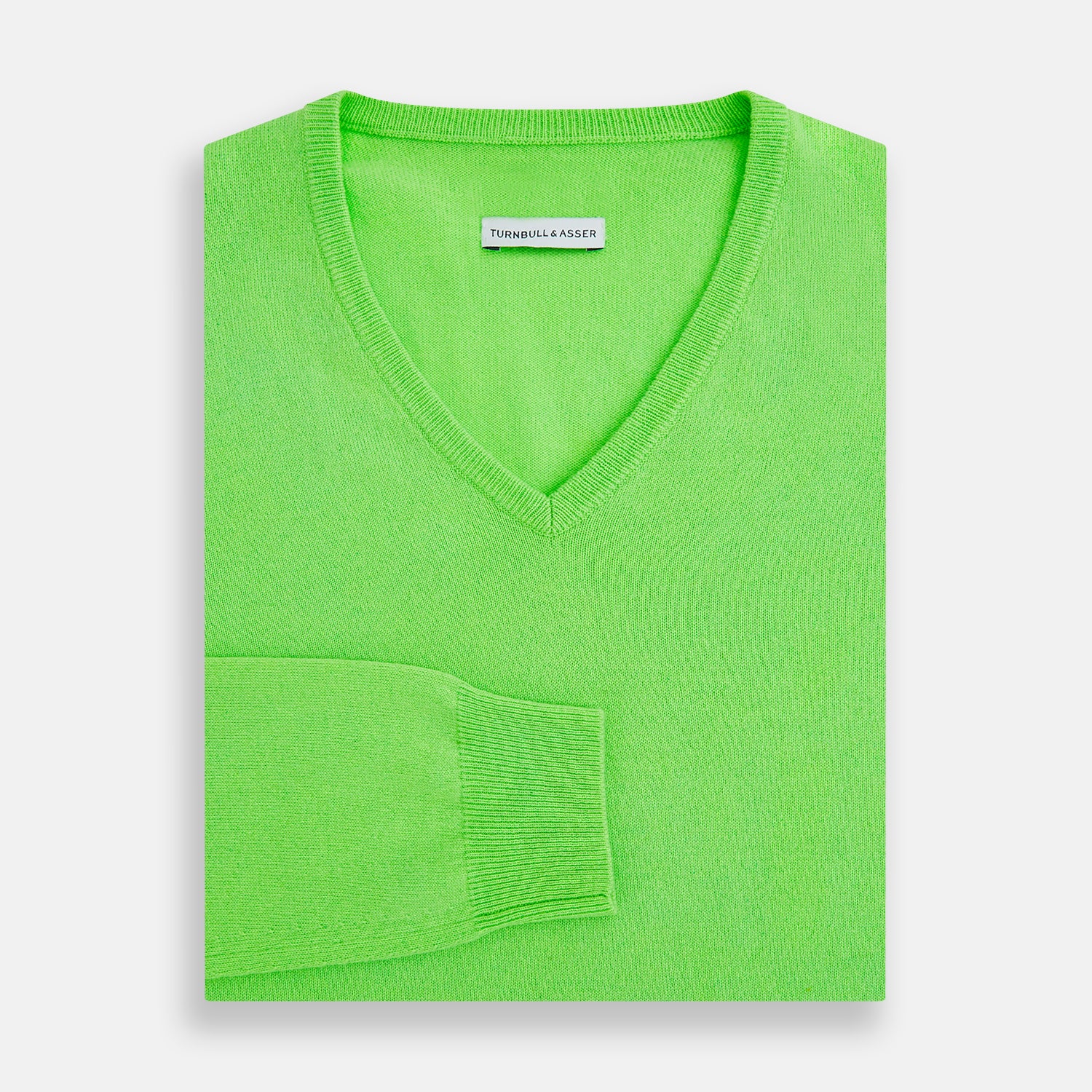 View 4 of product Bright Green Cashmere V-Neck Jumper