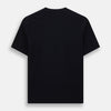 View 3 of product A navy short-sleeve pyjama shirt by Turnbull & Asser is laid flat on a white background, featuring a round neckline and a minimalist design—perfect for relaxed wear.