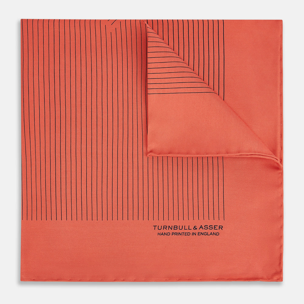 Orange Stripe Silk Pocket Square