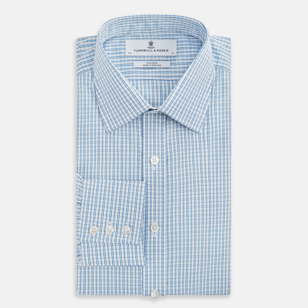Sky Blue Micro Graph Check Mayfair Shirt