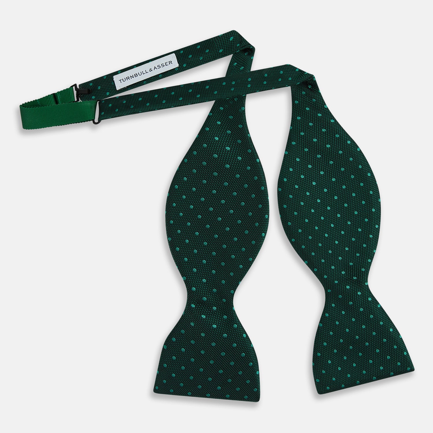 View 3 of product Turquoise and Forest Green Mirco Dot Silk Bow Tie