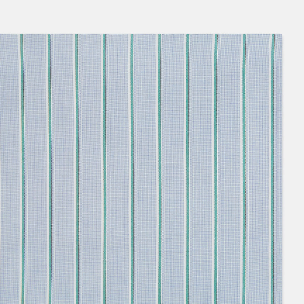 Blue and Green Multi Stripe Hand-Rolled Handkerchief