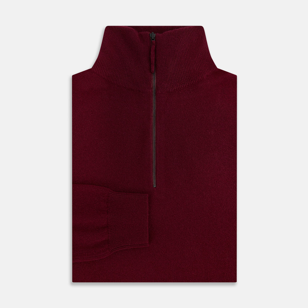 Ruby Red Half-Zip Cashmere Jumper