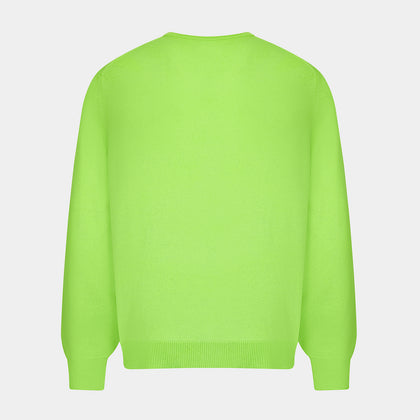 Bright Green Cashmere V-Neck Jumper