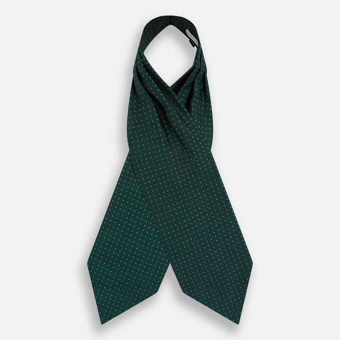 Blue and Forest Green Micro Dot Silk Cravat Image 1
