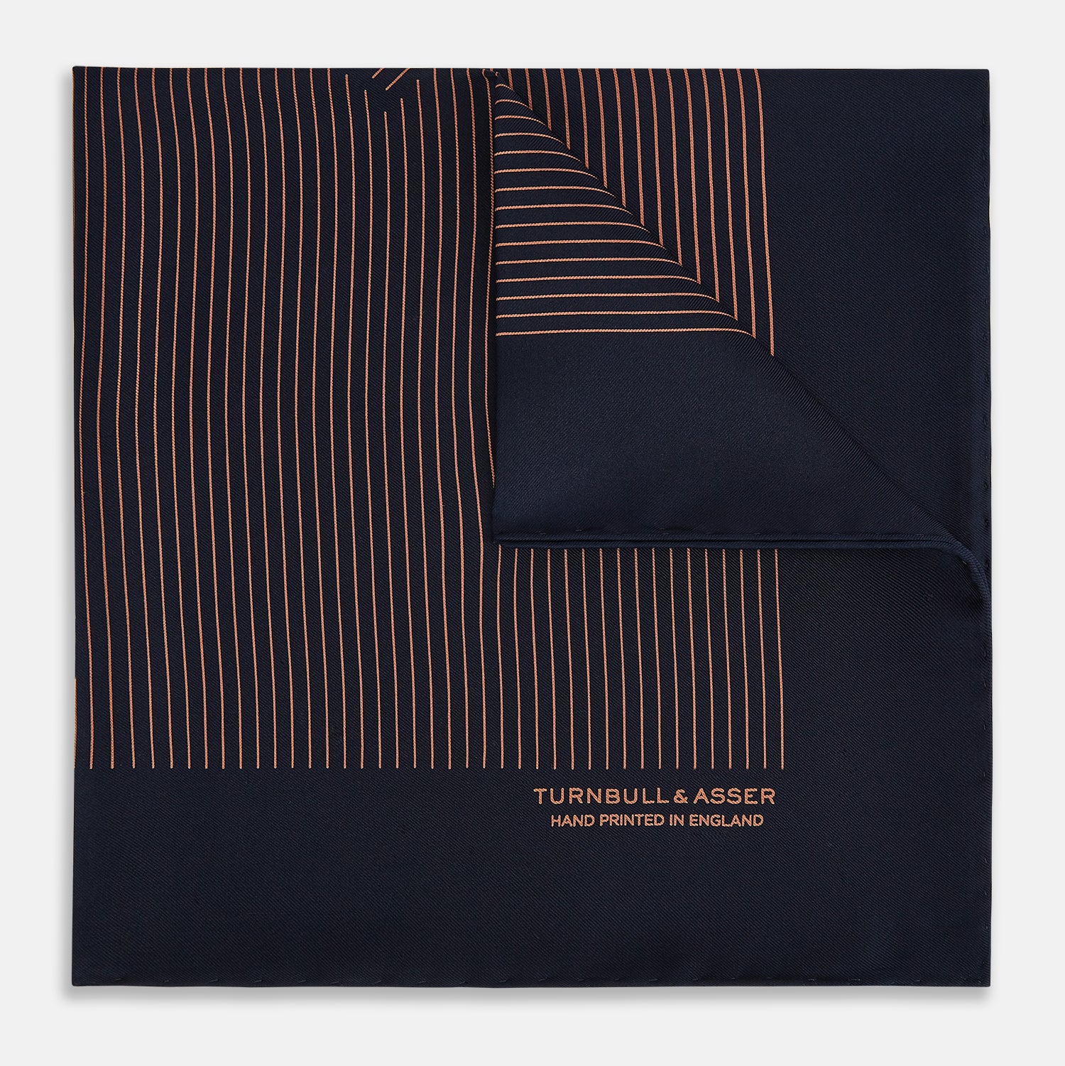 View 1 of product Navy and Blush Stripe Silk Pocket Square
