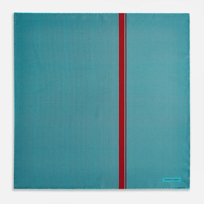 Turquoise and Red Stripe Silk Pocket Square Image 3