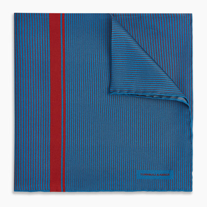 Blue and Red Stripe Silk Pocket Square Image 4