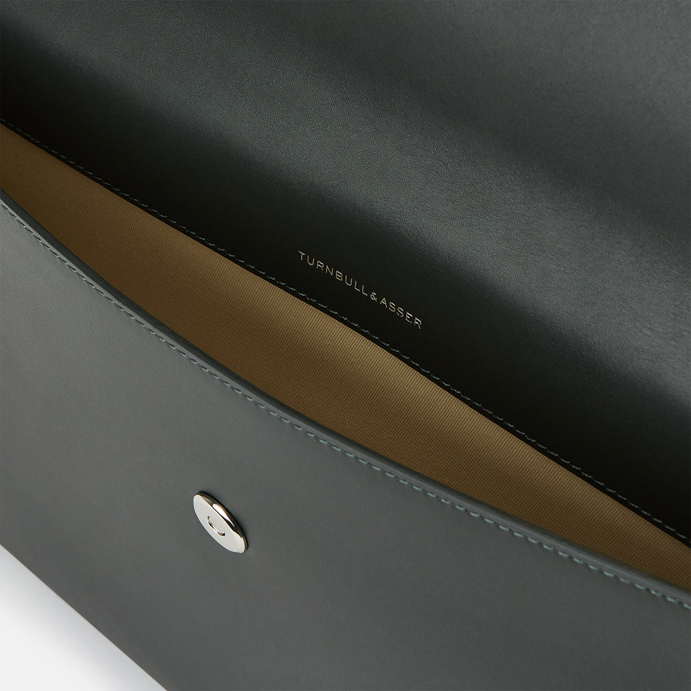 Forest Green Leather Snap-Fasten Pouch