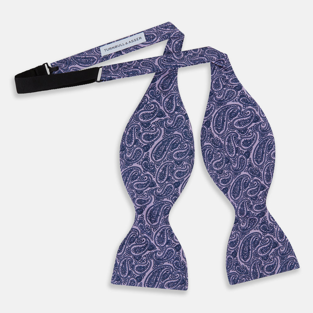 Lilac Paisley Silk Bow Tie