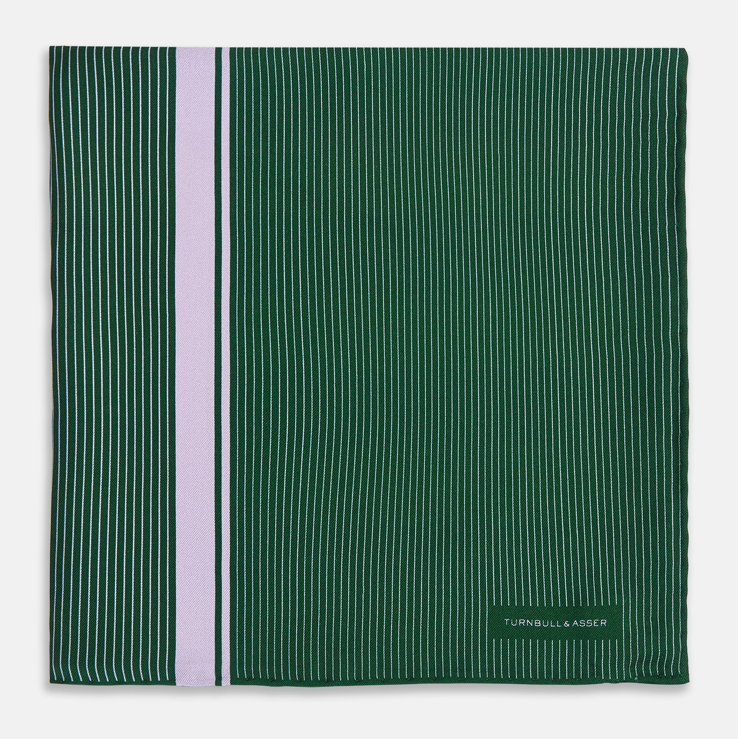 View 3 of product Forest Green and Lilac Stripe Silk Pocket Square