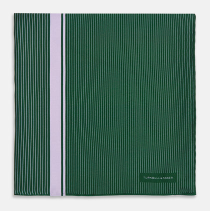 Forest Green and Lilac Stripe Silk Pocket Square Image 2