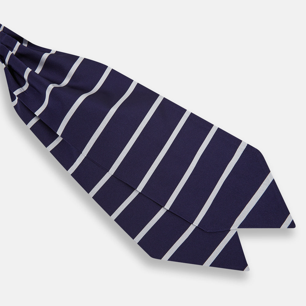 Silver Stripe and Navy Silk Cravat
