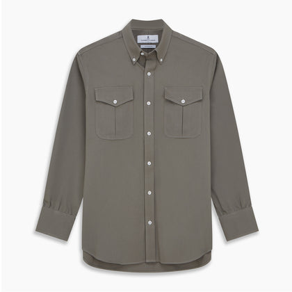 Dusty Sage Cotton Drill Weekend Fit Nevis Shirt Image 5