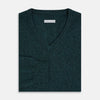 View 4 of product Forest Green Cashmere V-Neck Jumper