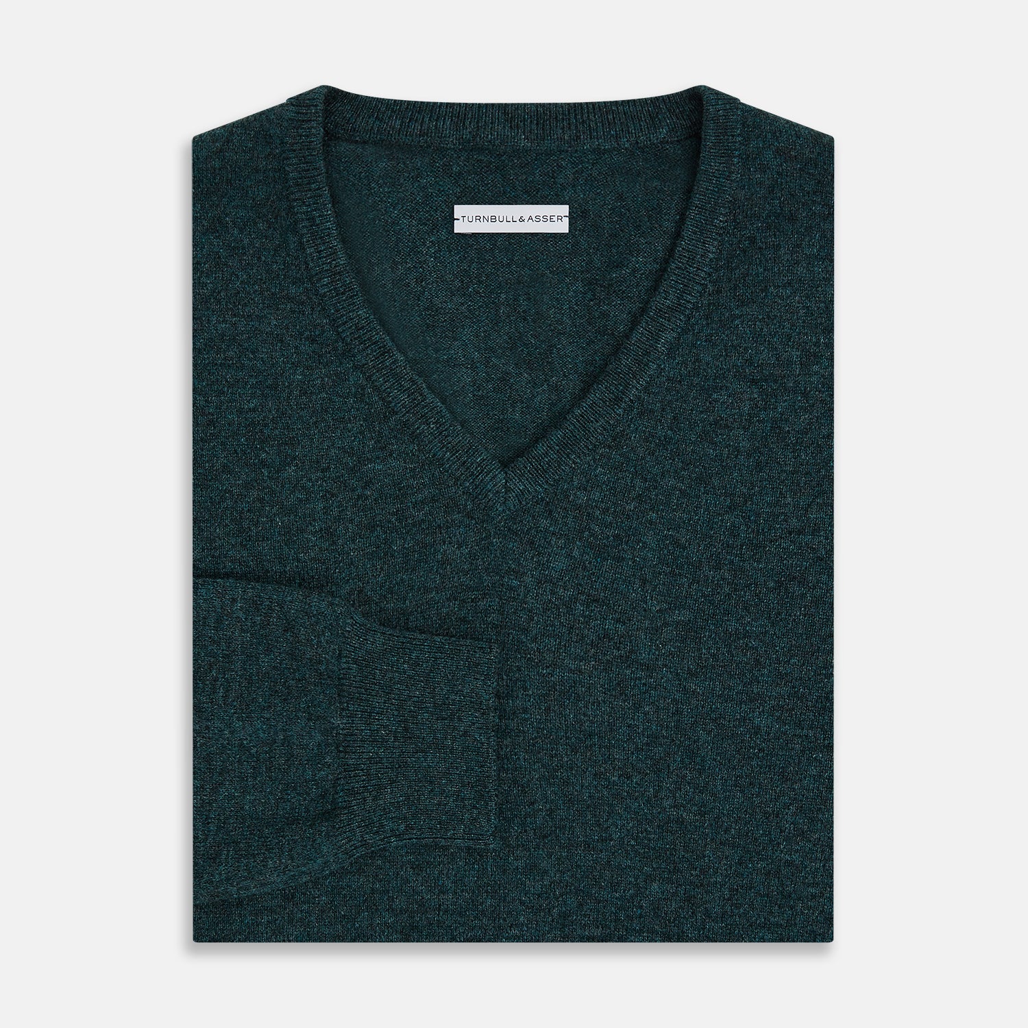 View 4 of product Forest Green Cashmere V-Neck Jumper