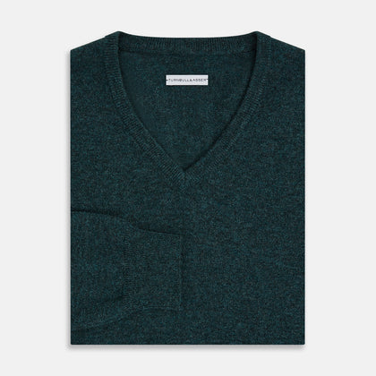 Forest Green Cashmere V-Neck Jumper Image 3