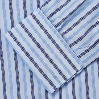Pale Blue Multi Stripe Cotton Regular Fit Whitby Shirt Image 2