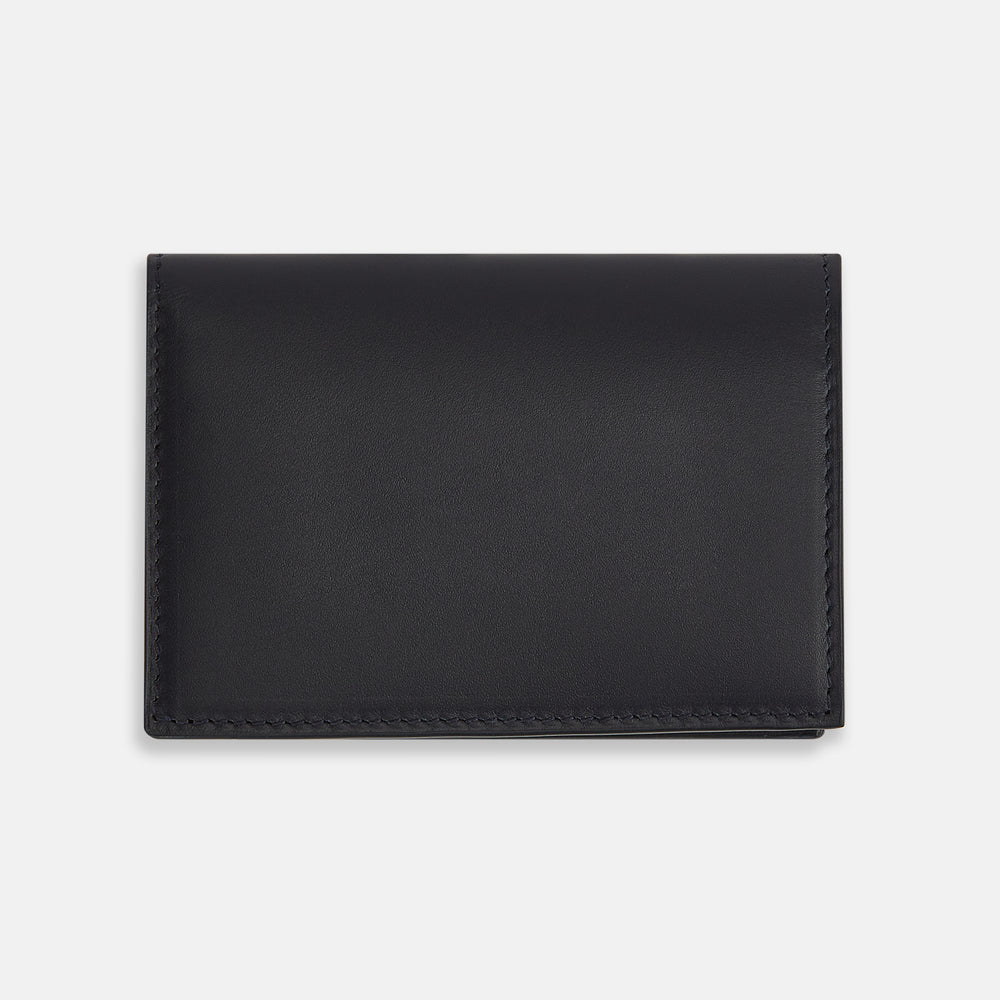 Navy Leather Bi-Fold Card Holder