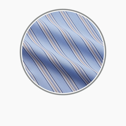 Pale Blue Multi-stripe Cotton Fabric Image 2