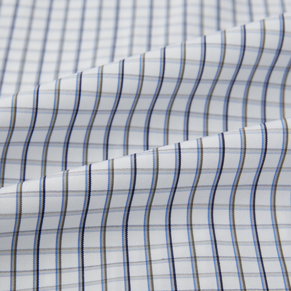 Blue and Coffee Tattersall Check Mayfair Shirt