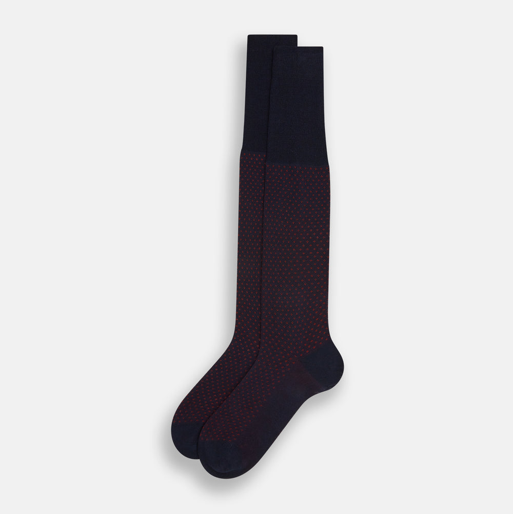 Navy/Red Motif Long Socks