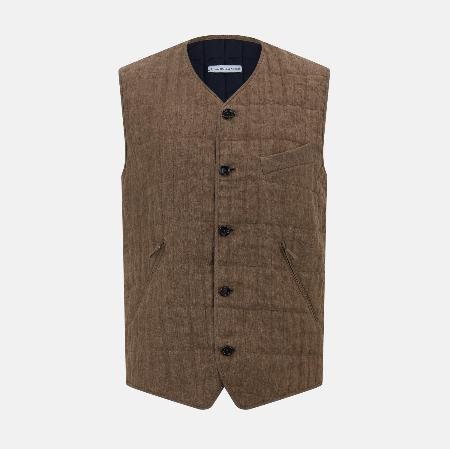 View 1 of product Pine Cone Quilted Linen Herringbone Waistcoat